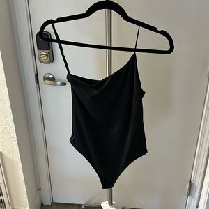 Black one shoulder bodysuit